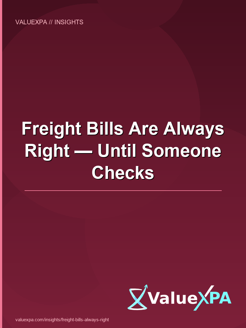 Freight Bills Are Always Right — Until Someone Checks