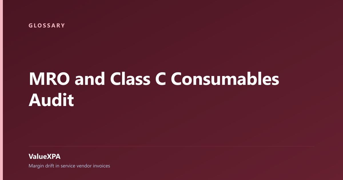MRO and Class C Consumables Audit