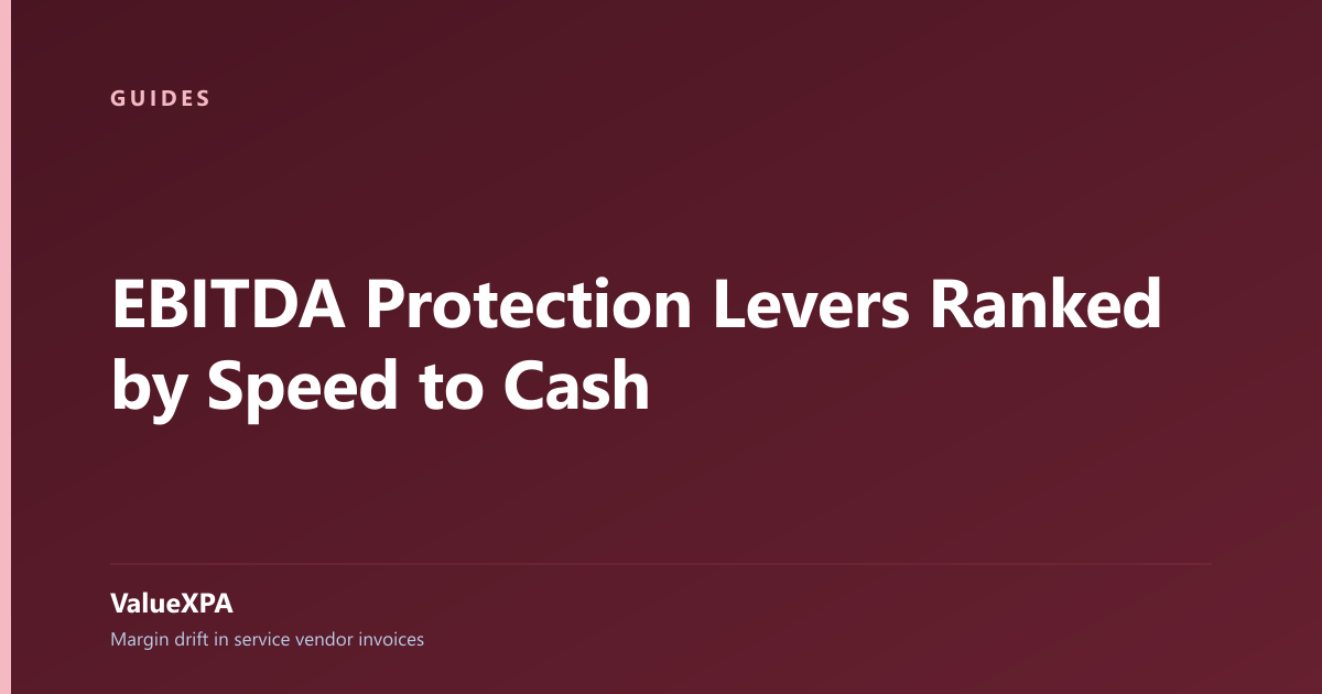 EBITDA Protection Levers Ranked by Speed to Cash