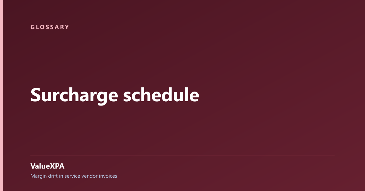 Surcharge schedule
