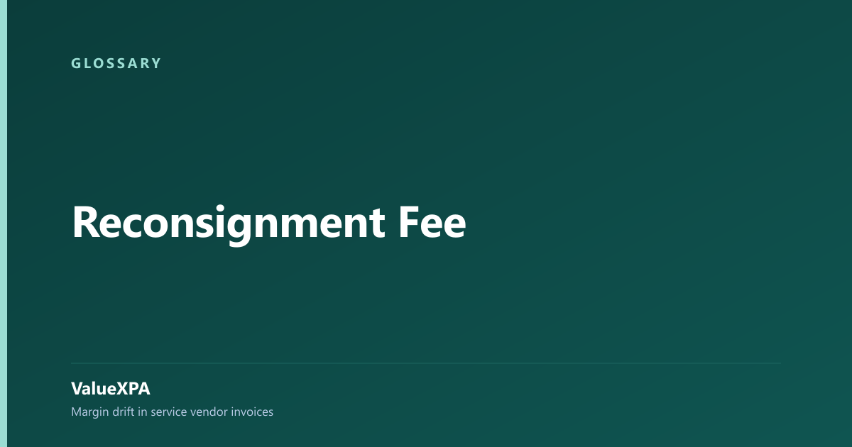 Reconsignment Fee