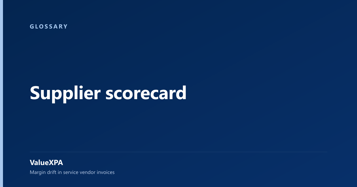 Supplier scorecard