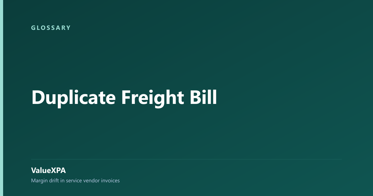 Duplicate Freight Bill