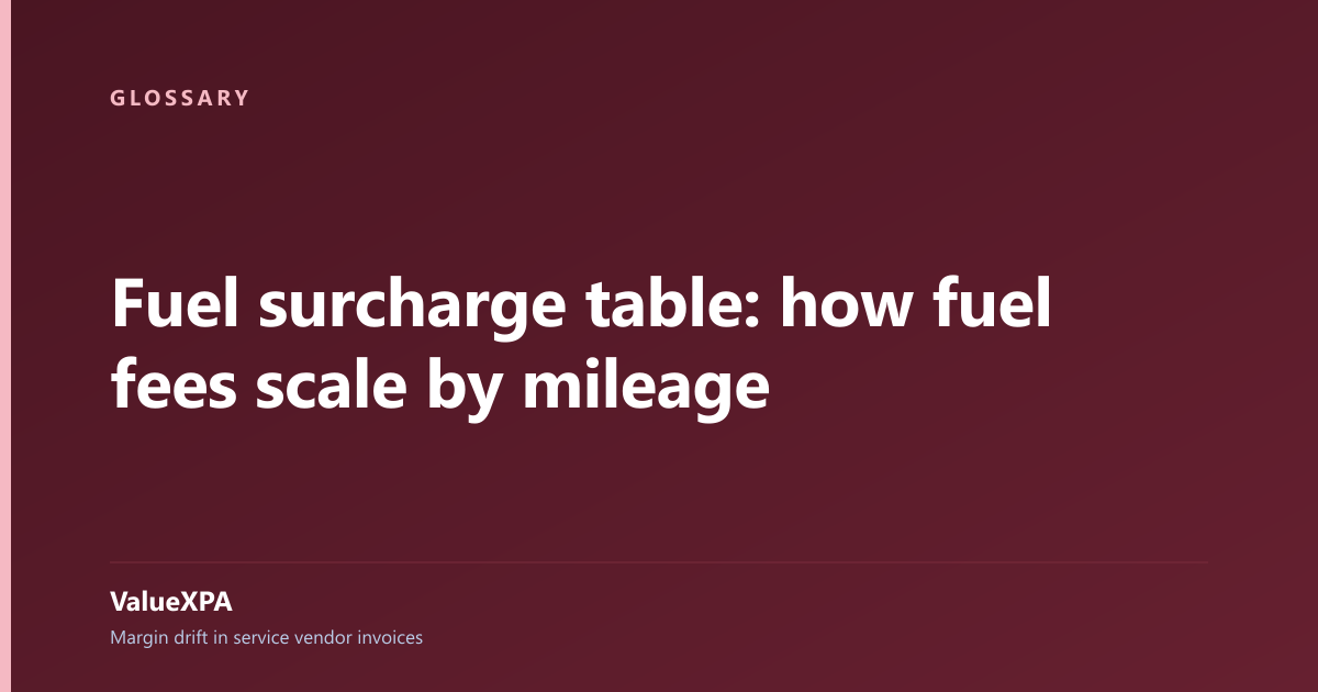 Fuel surcharge table: how fuel fees scale by mileage