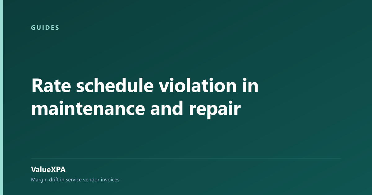 Rate schedule violation in maintenance and repair