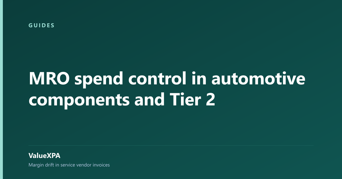 MRO spend control in automotive components and Tier 2