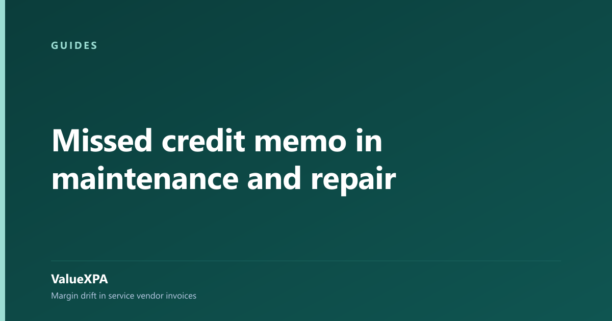 Missed credit memo in maintenance and repair