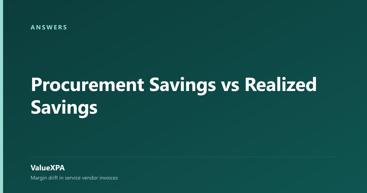 Procurement Savings vs Realized Savings
