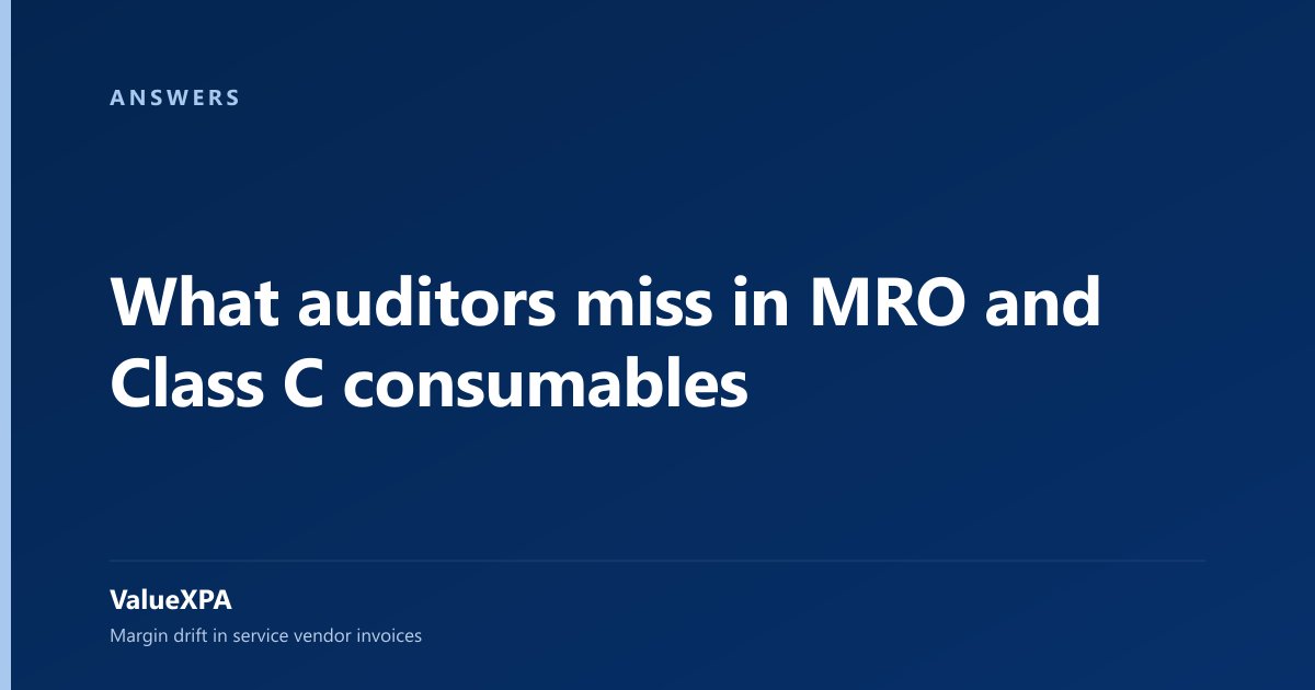 What auditors miss in MRO and Class C consumables