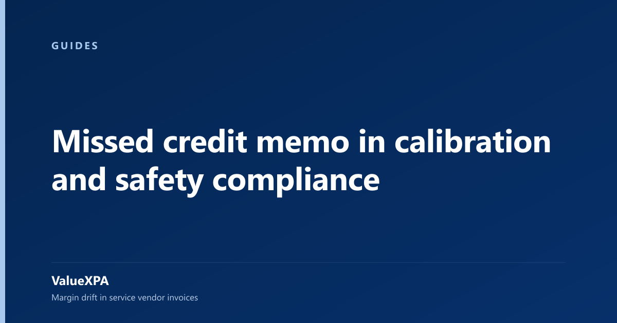 Missed credit memo in calibration and safety compliance