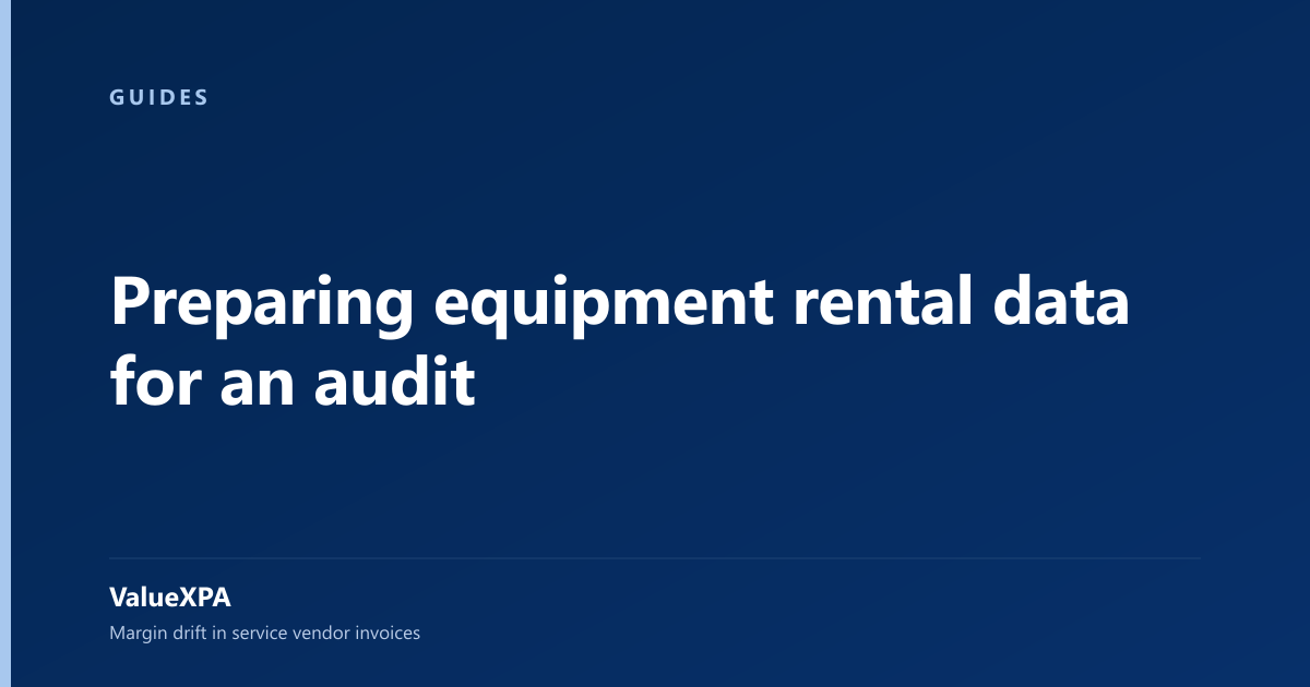 Preparing equipment rental data for an audit