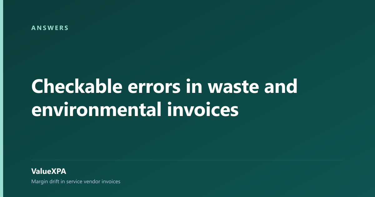 Checkable errors in waste and environmental invoices