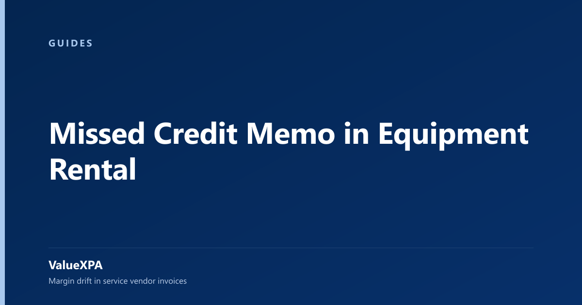 Missed Credit Memo in Equipment Rental