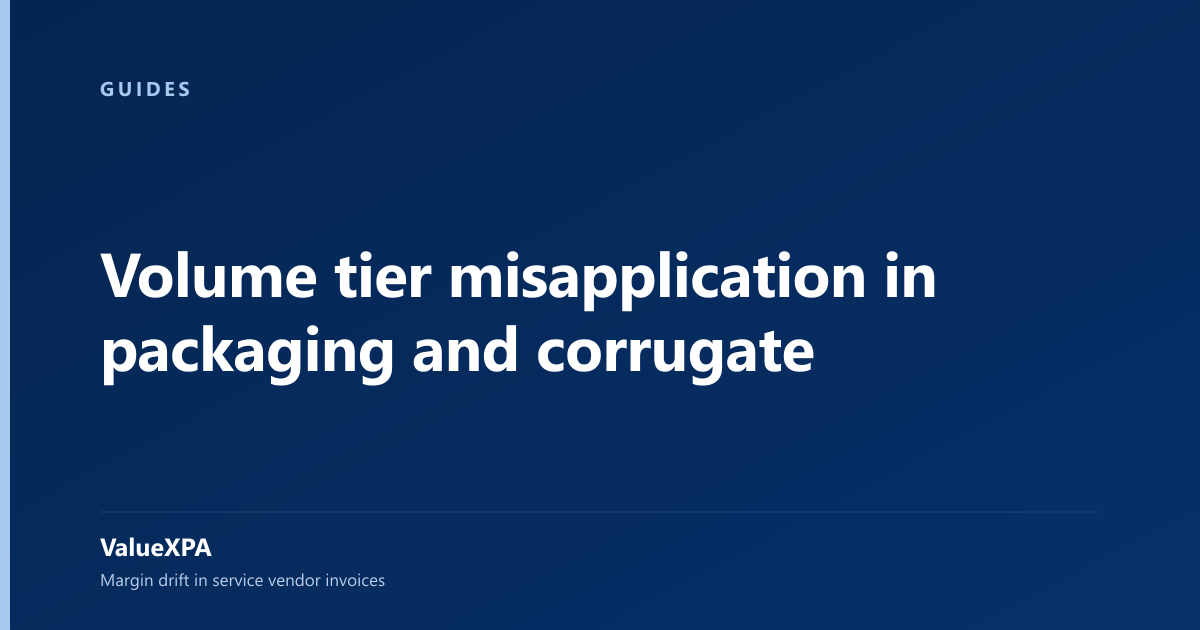 Volume tier misapplication in packaging and corrugate