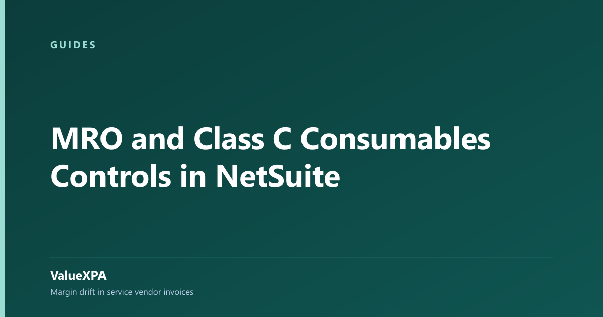 MRO and Class C Consumables Controls in NetSuite