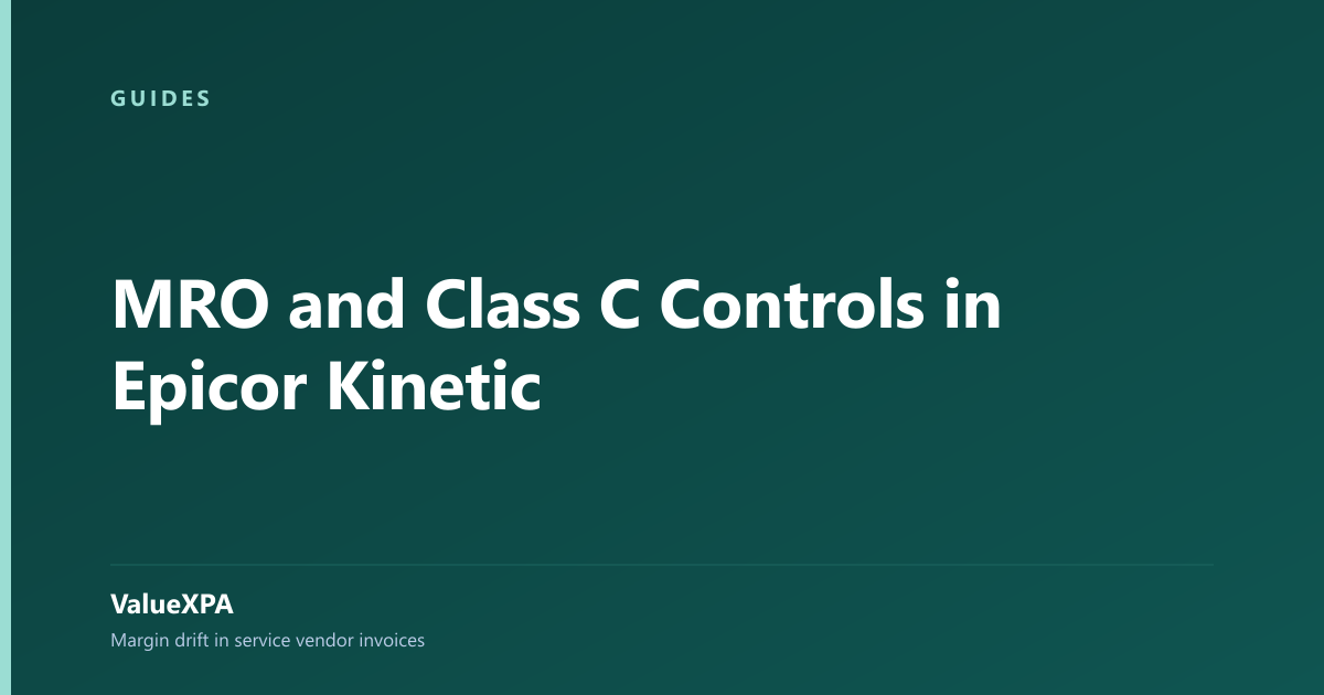 MRO and Class C Controls in Epicor Kinetic