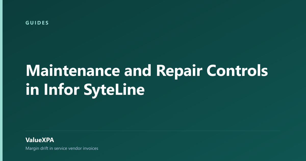 Maintenance and Repair Controls in Infor SyteLine