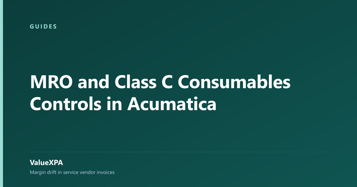 MRO and Class C Consumables Controls in Acumatica