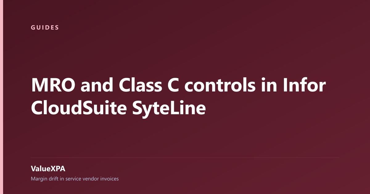 MRO and Class C controls in Infor CloudSuite SyteLine