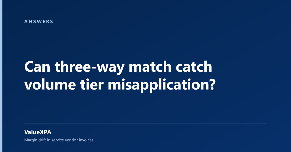 Can three-way match catch volume tier misapplication?