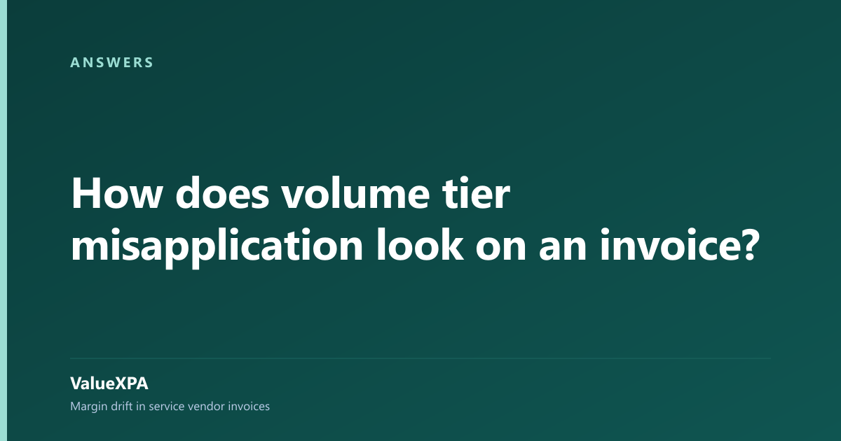 How does volume tier misapplication look on an invoice?