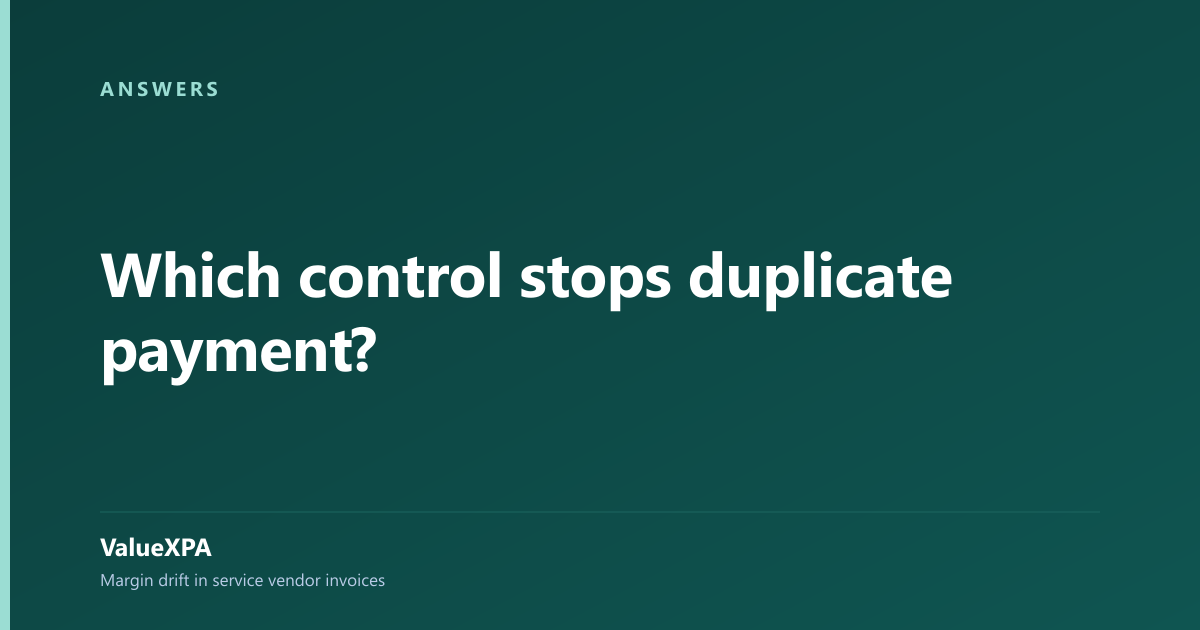 Which control stops duplicate payment?