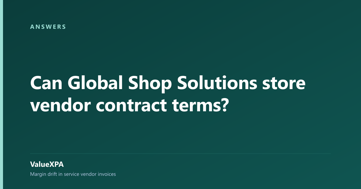 Can Global Shop Solutions store vendor contract terms?