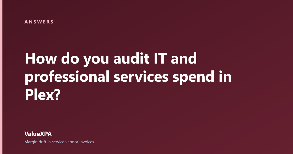 How do you audit IT and professional services spend in Plex?