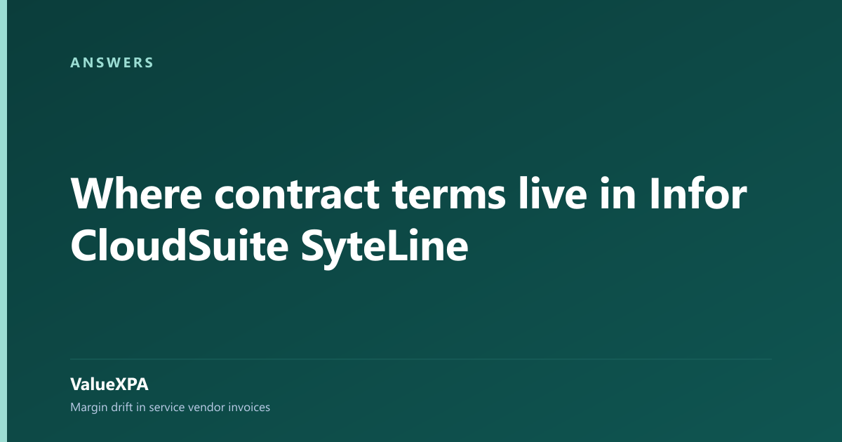 Where contract terms live in Infor CloudSuite SyteLine