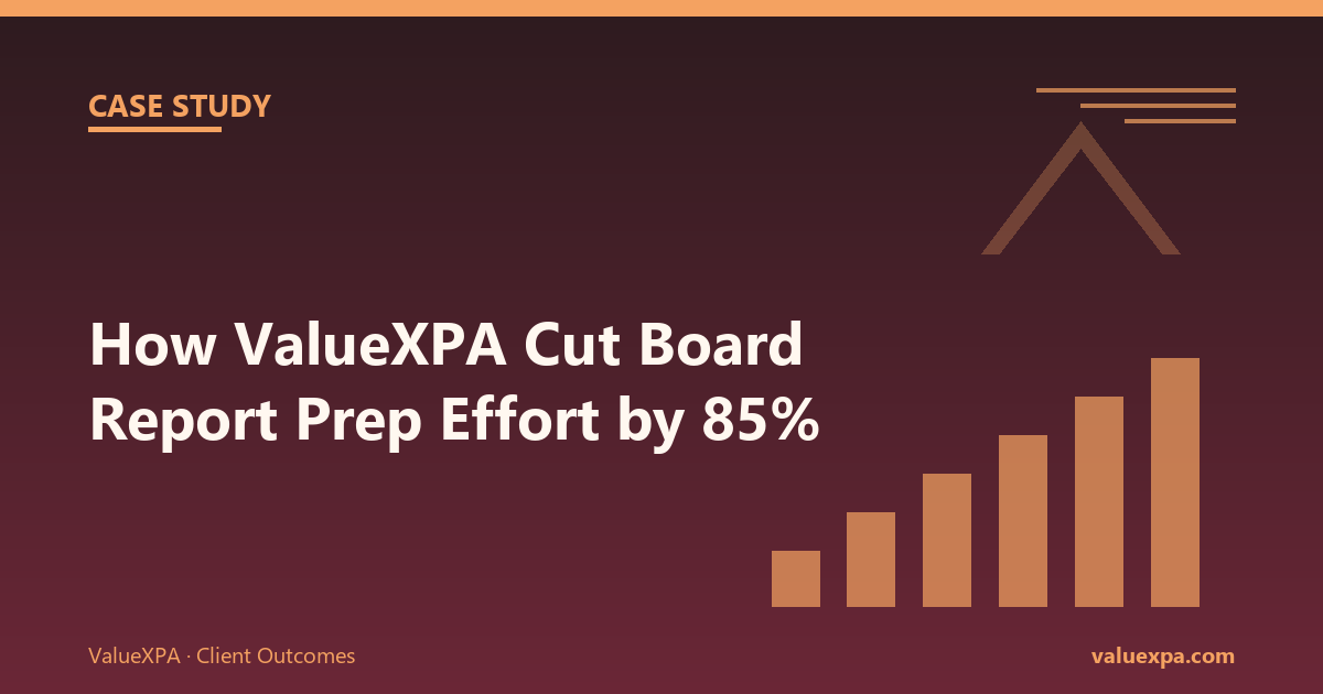 How ValueXPA reduced Board Report preparation efforts by about 85% for a Leading Middle East Business Hub